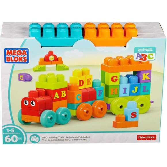 NWT Mattel Mega Bloks ABC Learning Train Building Set Multicolored 60 Pc1+ Years - Picture 2 of 7